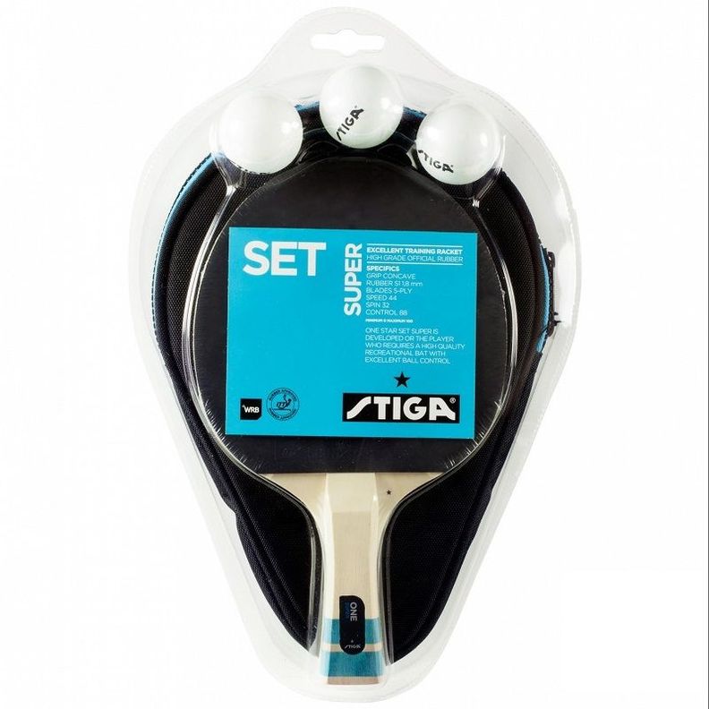 SET TENIS DE MESA STIGA SUPER 1 PALETA - 3PELOTAS - 1 CUBRE-0