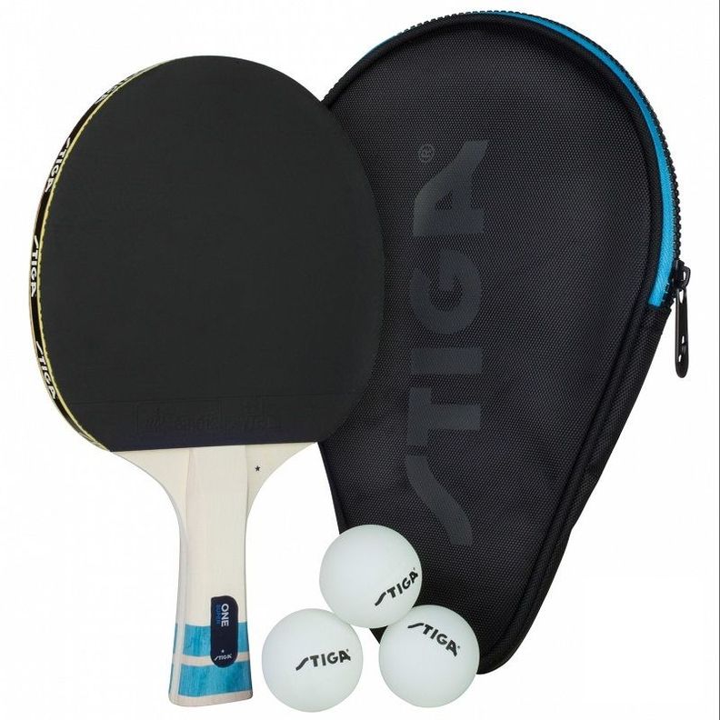 SET TENIS DE MESA STIGA SUPER 1 PALETA - 3PELOTAS - 1 CUBRE-1