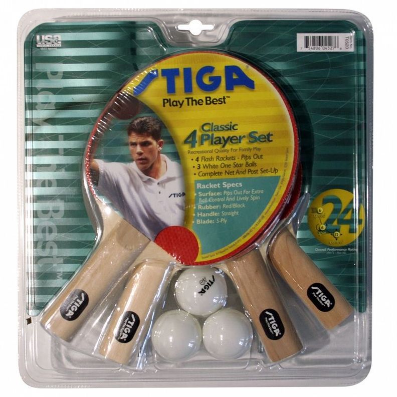 SET TENIS DE MESA STIGA CLASSIC 4 PALETAS - 3 PELOTAS - 1 RE-0