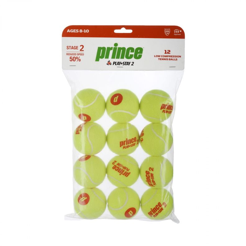 PELOTA DE TENIS PRINCE PLAY & STAY STAGE 2 X12-0