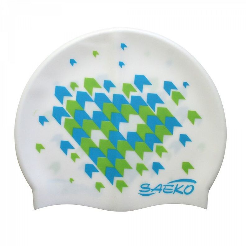 GORRA NATACION SILICONA SAEKO CSP7 ARROW BLANCO/VERDE-0