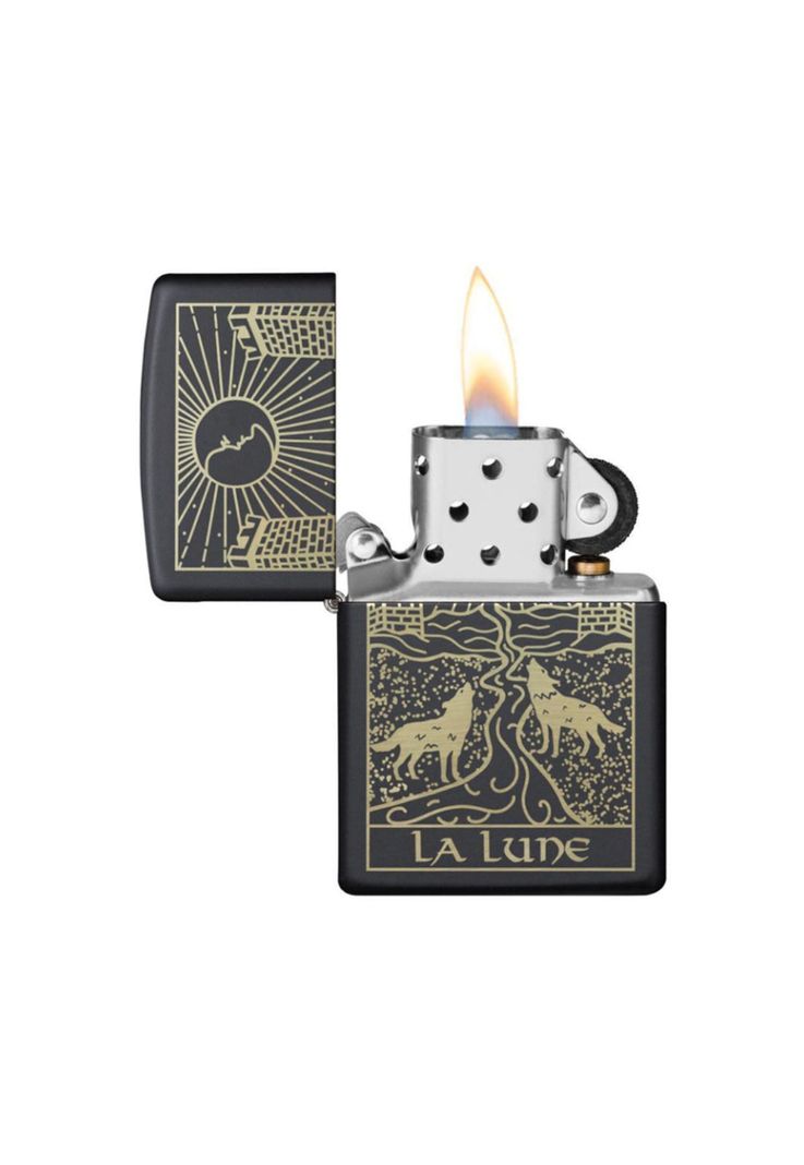 Encendedor Zippo Wolf Tarot Card Design Negro ZP218.MP402654 (Talle:Tamaño Único)-1
