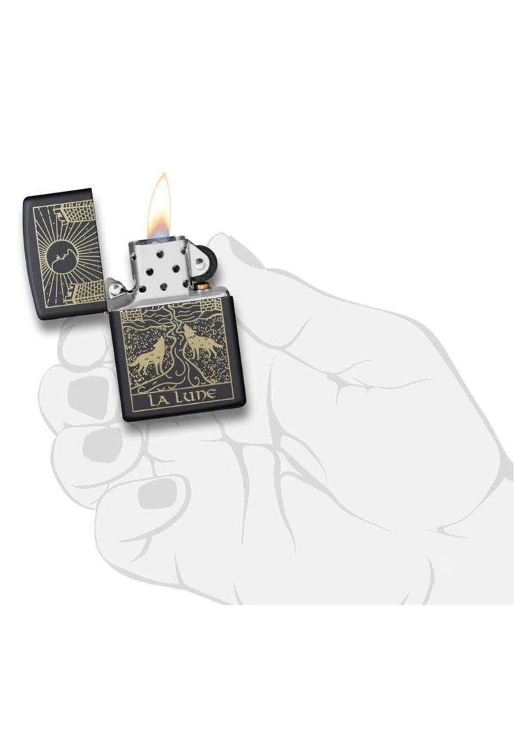 Encendedor Zippo Wolf Tarot Card Design Negro ZP218.MP402654 (Talle:Tamaño Único)-3