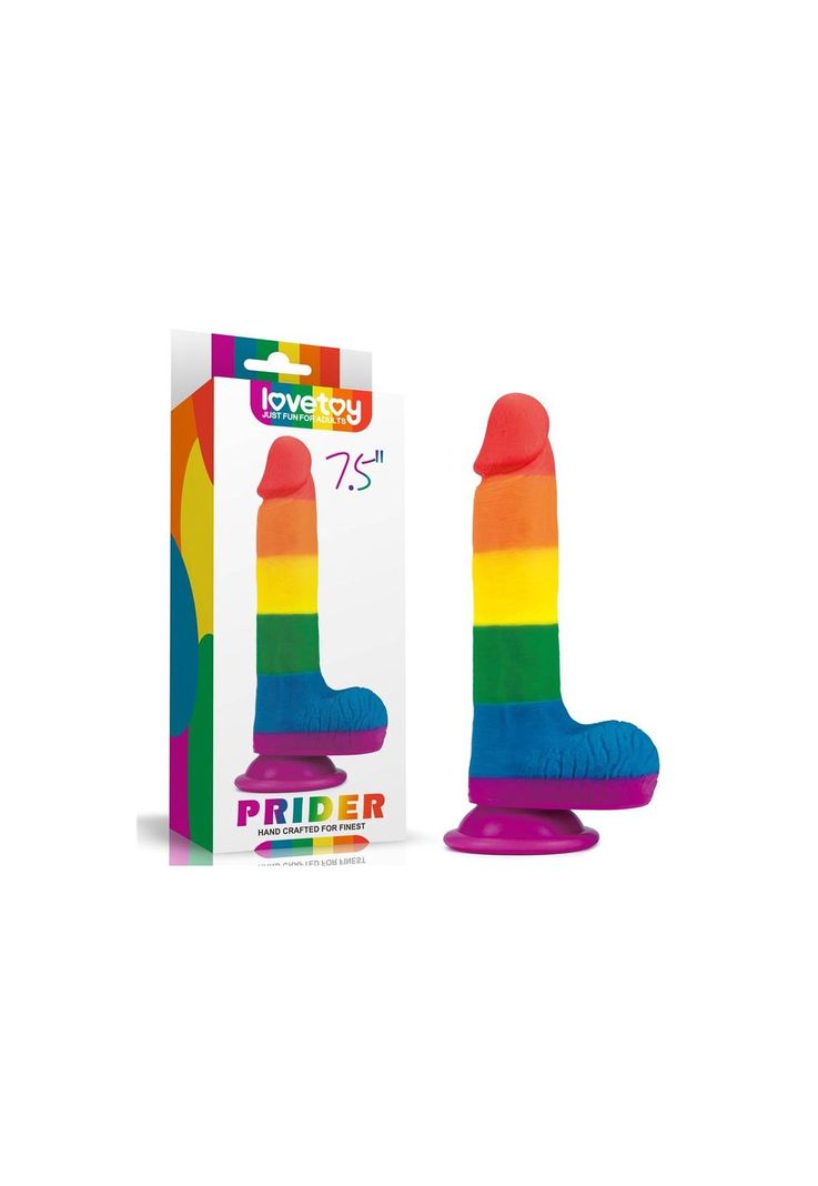 Dildo Con Ventosa Pegable Realista Pride Lgbt Arcoiris 19 Cm-1
