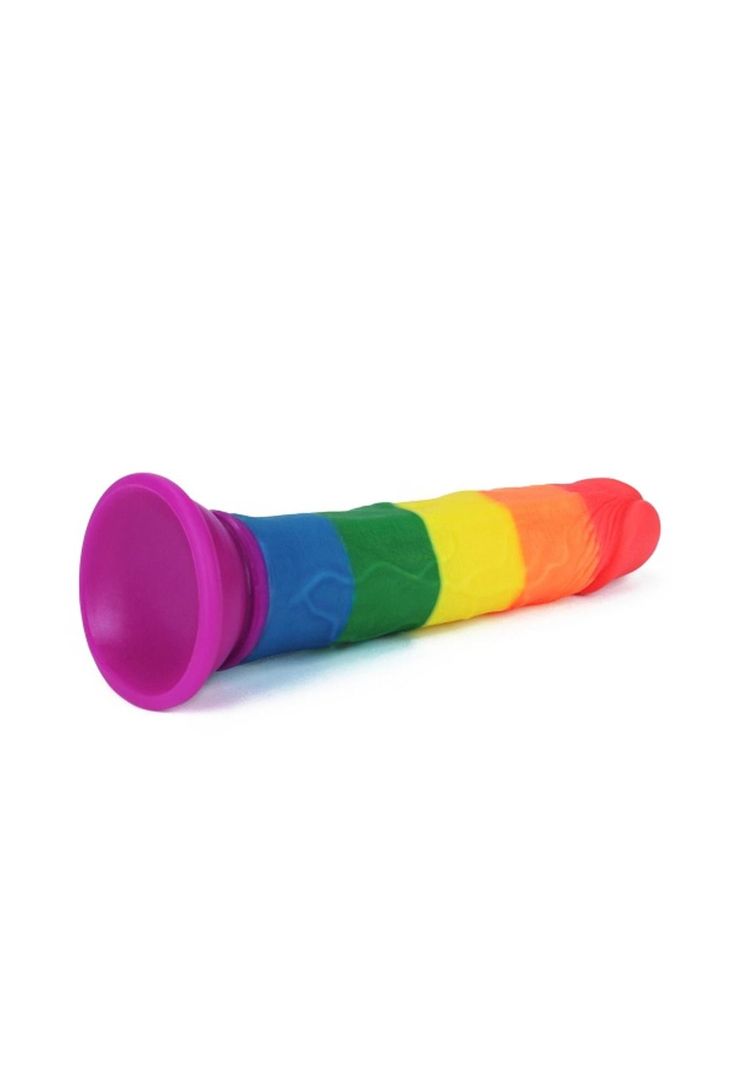 Dildo Con Ventosa Pegable Realista Pride Lgbt Arcoiris 19 Cm-2