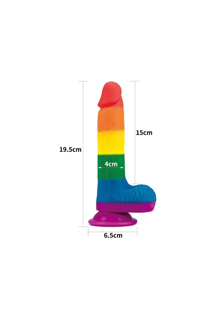 Dildo Con Ventosa Pegable Realista Pride Lgbt Arcoiris 19 Cm-3