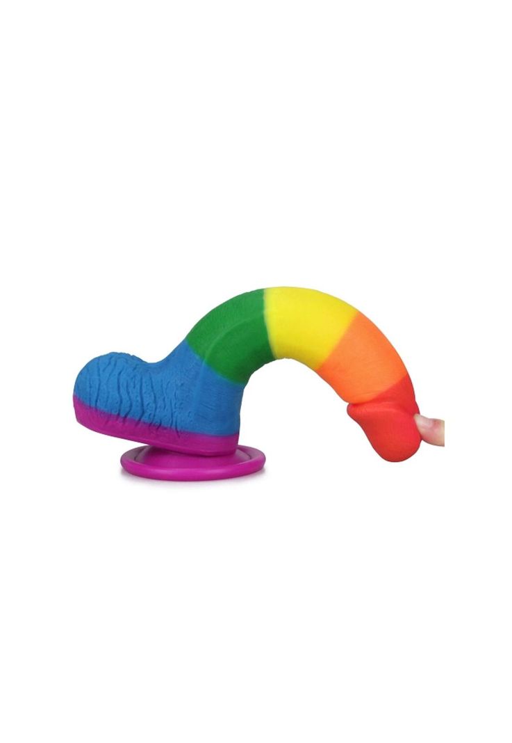 Dildo Con Ventosa Pegable Realista Pride Lgbt Arcoiris 19 Cm-4