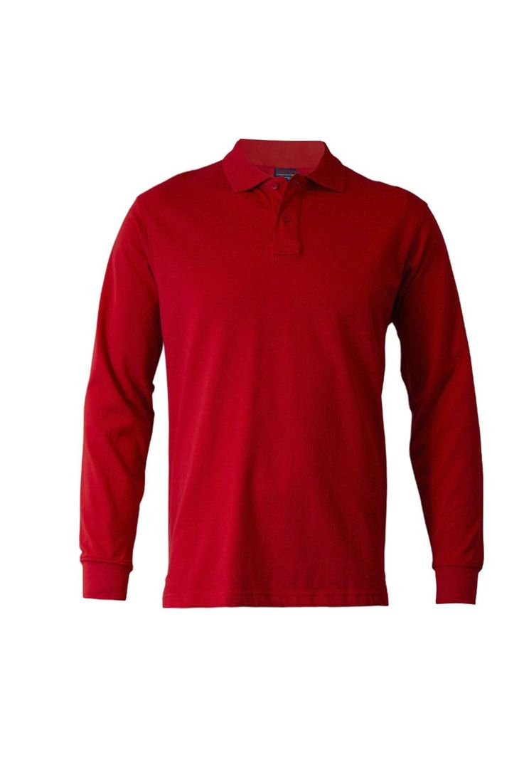 Polera Pique Lisa Manga Larga Color Rojo Sangiovanni-0