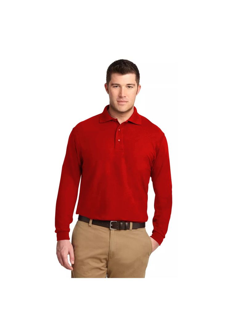 Polera Pique Lisa Manga Larga Color Rojo Sangiovanni-1