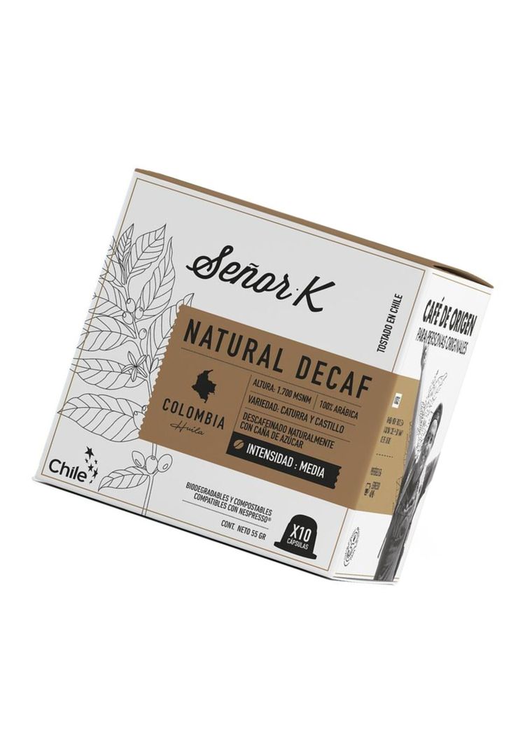 Capsulas Nespresso Colombia Descafeinado x10 Cafe Señor K-1