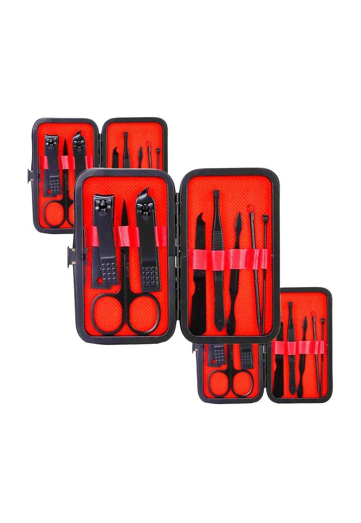 Pack 3 Sets Manicure Y Pedicure 8 Piezas Color Negro-0