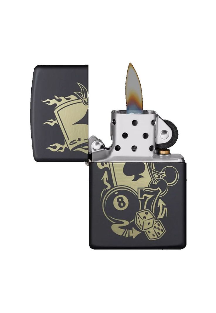 Encendedor Zippo Gambling Design Negro ZP49257 (Talle:Tamaño Único)-1