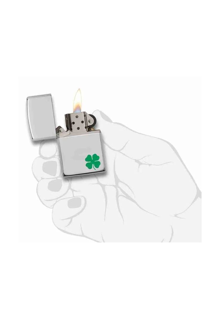 Encendedor Zippo Bit O Clock Trebol Design Plateado ZP24007-3