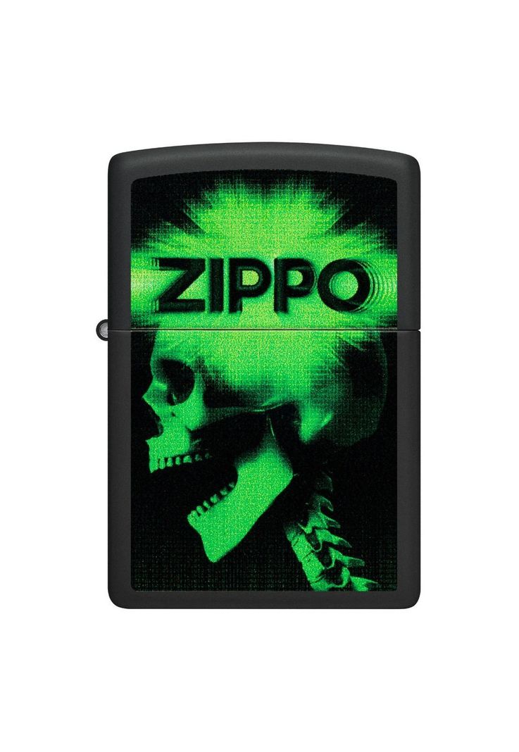 Encendedor Zippo Green Skull Cyber Design Negro ZP48485-0