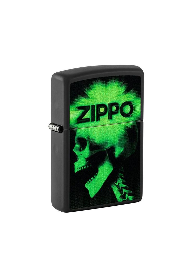 Encendedor Zippo Green Skull Cyber Design Negro ZP48485-2