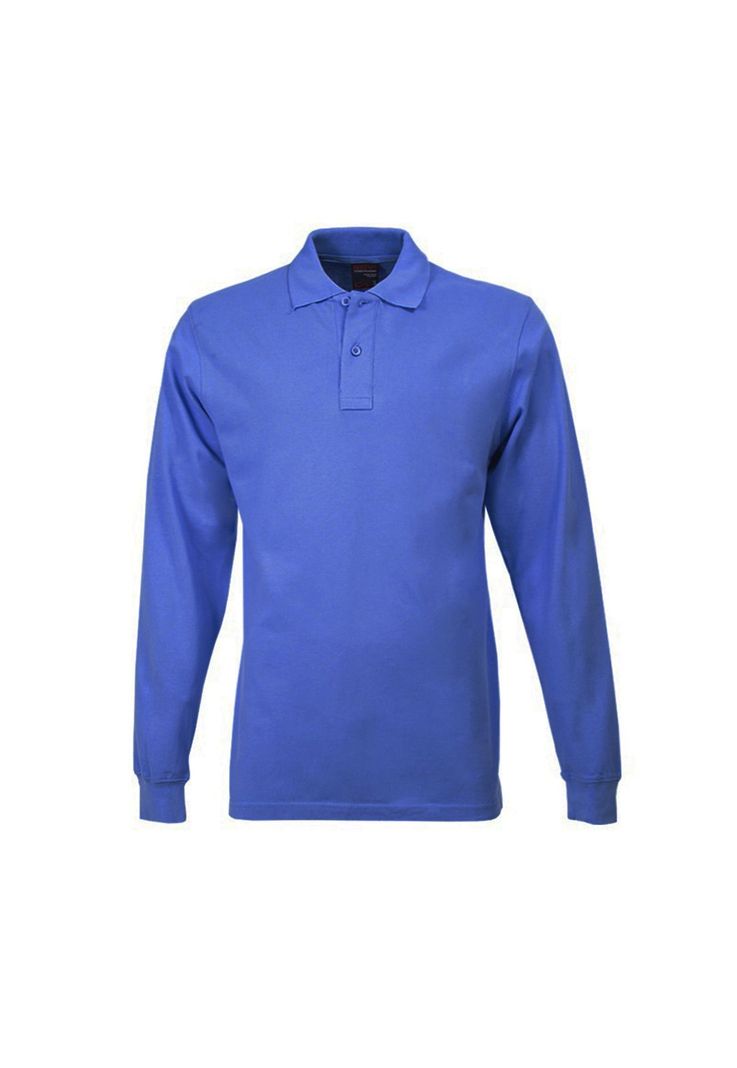 Polera Pique Lisa Manga Larga Color Azul Sangiovanni-0