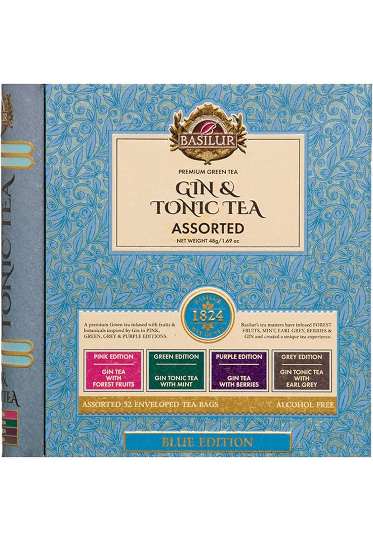 Te Verde Negro Surtido Basilur Libro Gin Tonic Azul 32 Bolsas-1