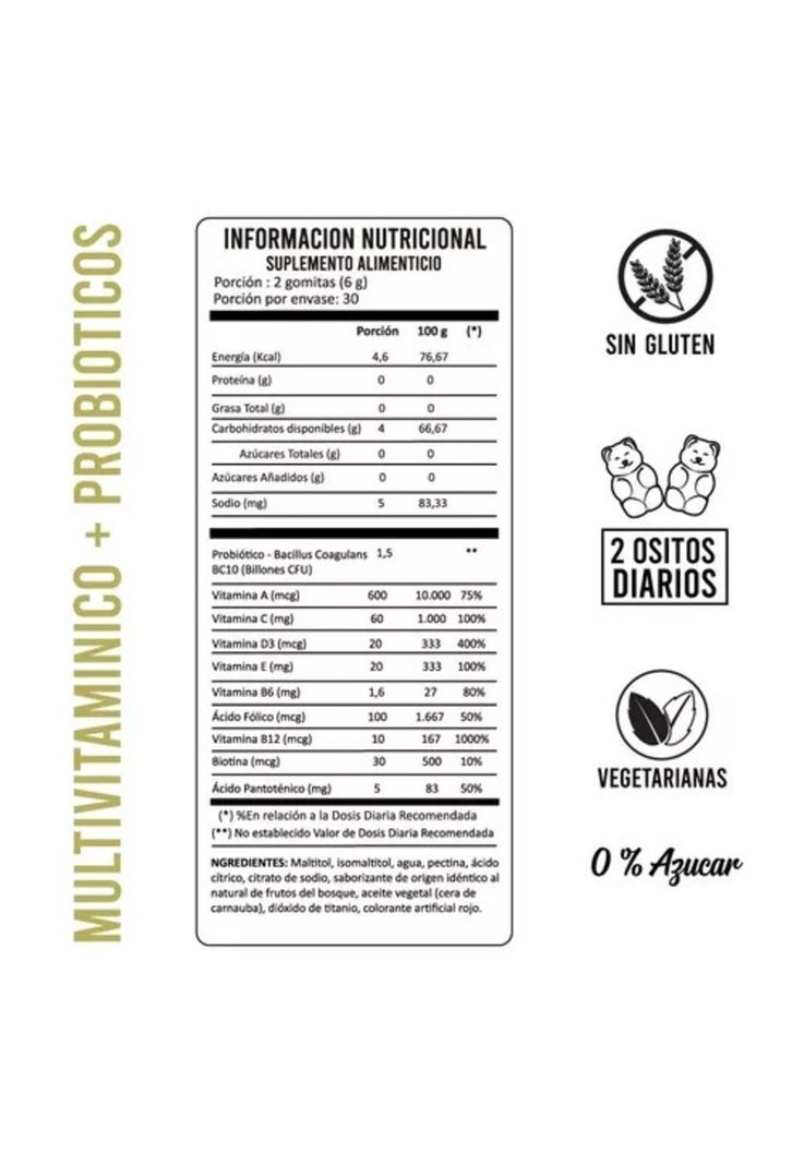 Multivitaminico + Probiotico Farma Bear 60 Gomitas-2