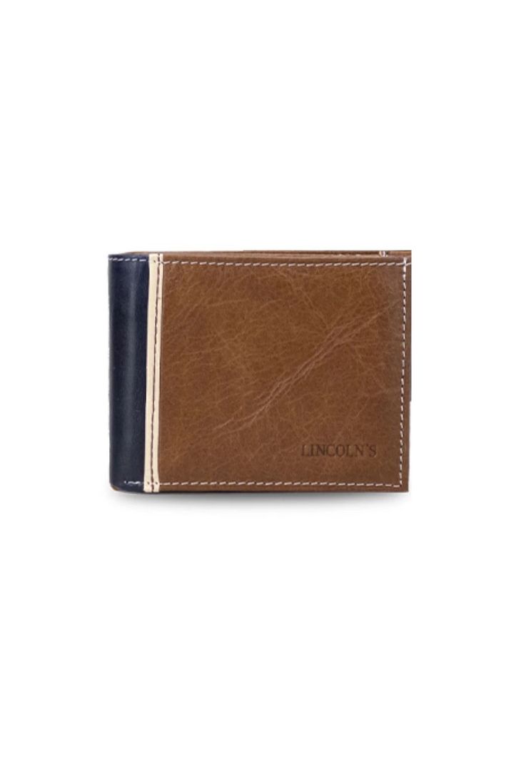 Billetera Cuero Hombre Perseo Bicolor Nuez Negro Lincoln's-0