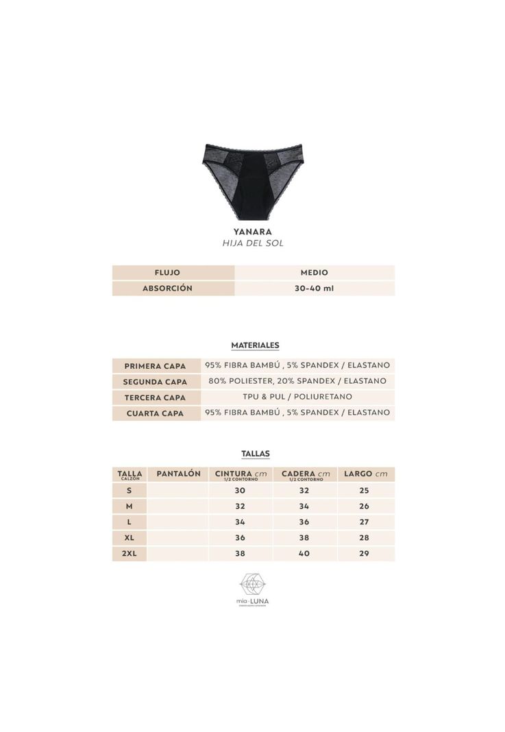 Calzon Menstrual MiaPanties Yanara Flujo Medio Talla S-2
