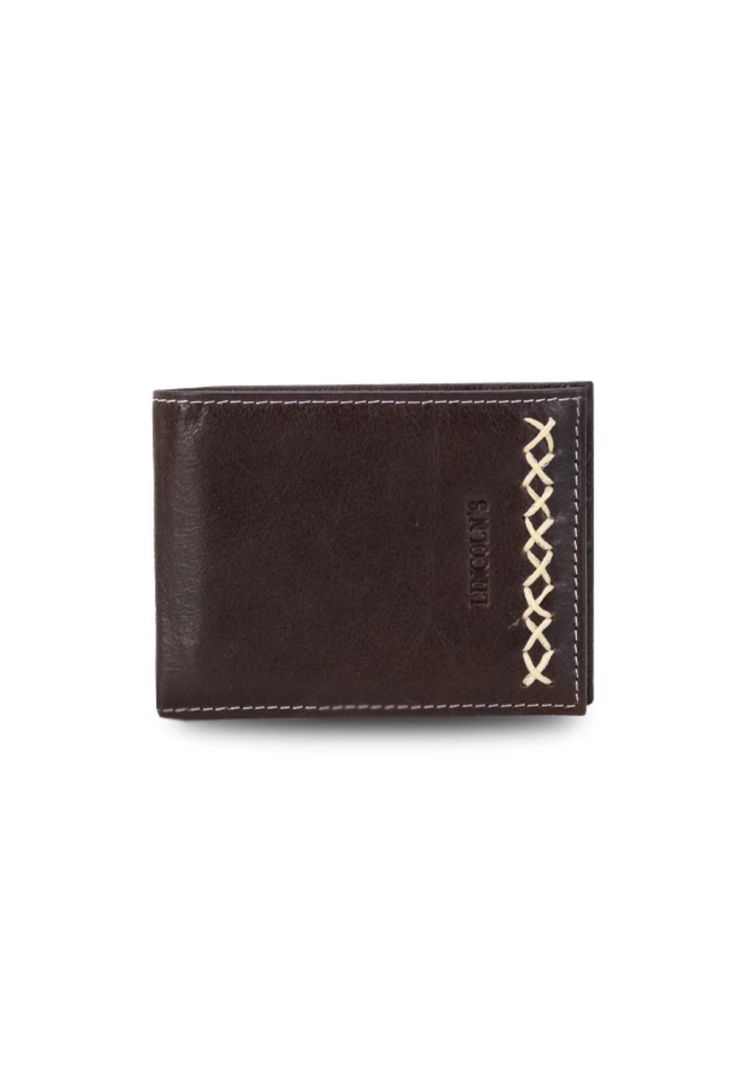 Billetera Cuero Hombre Galatea Costura Chocolate Lincoln's-0