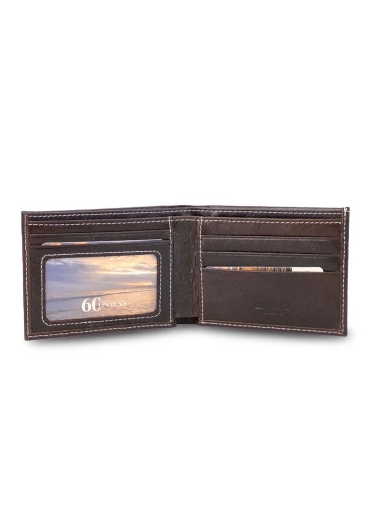 Billetera Cuero Hombre Galatea Costura Chocolate Lincoln's-2
