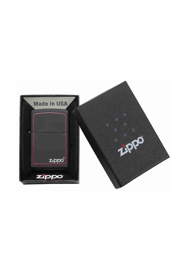 Encendedor Zippo Classic Black And Red Borde Rojo Zp218zb-4