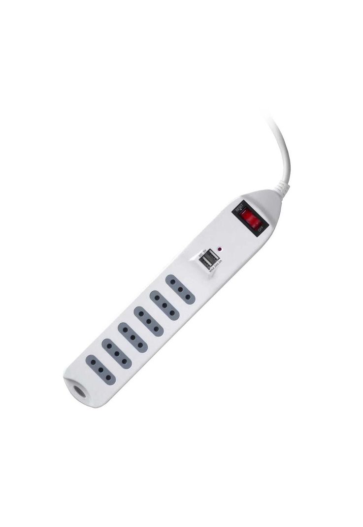 Alargador con Switch 6 tomas 2 USB 1,5 Mts. Blanco Macrotel-0