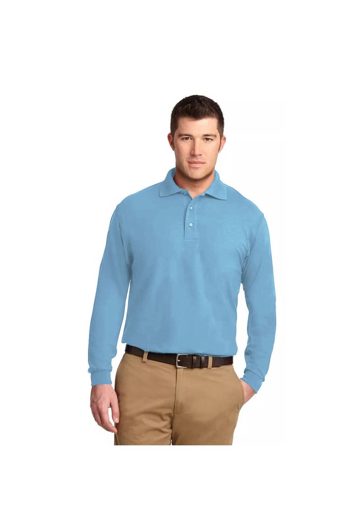 Polera Pique Lisa Manga Larga Celeste Sangiovanni-1