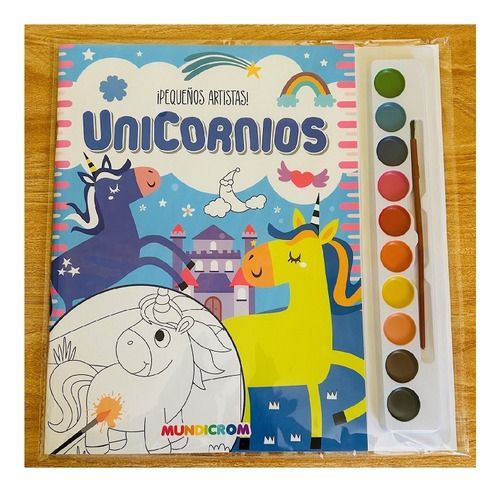 Pequenos Artistas! - Unicornios - Libro Pintar C/acuarela Verde Pastel