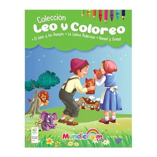 Leo Y Coloreo, Cuentos Para Pintar 2 Libros - Mundicrom Verde Pastel