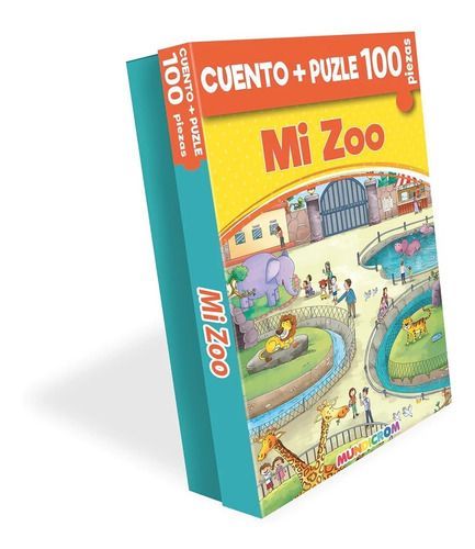 Libro Infantil Cuento Mi Zoo + Puzle 100 Piezas Mundicrom Verde Pastel