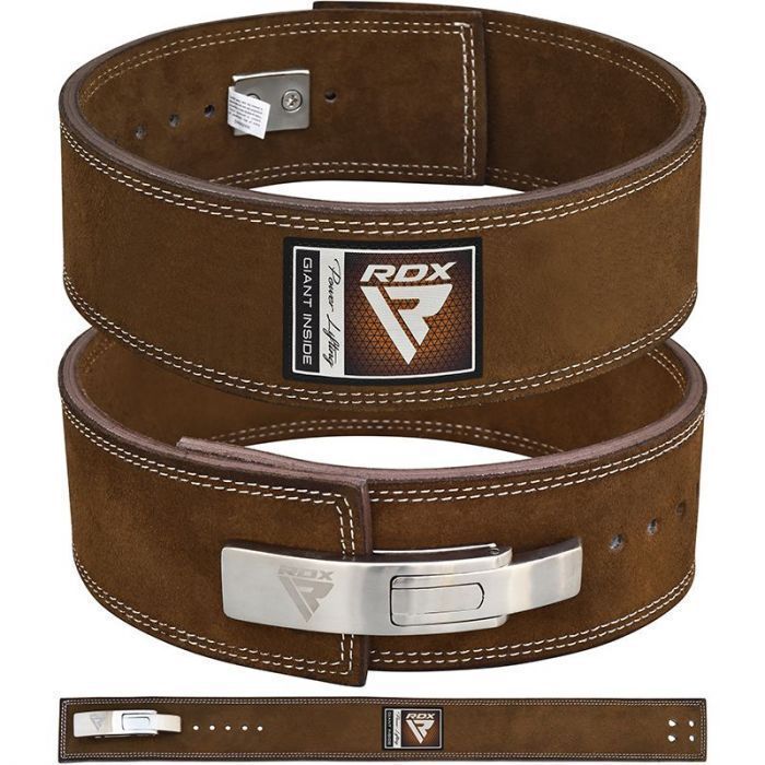 Cinturon de Cuero Powerlifting Pro palanca cafe  XS
