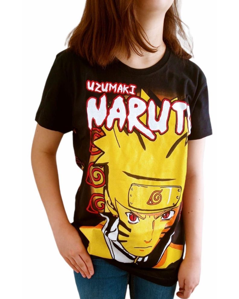 Polera negra algodón Naruto manga corta niño-0