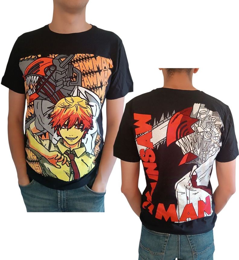 Polera Negra Anime Chainsawman Denji Pochita Motosierra-0