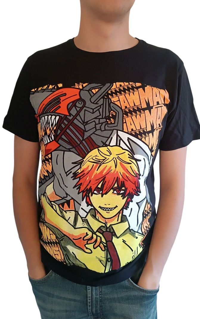 Polera Negra Anime Chainsawman Denji Pochita Motosierra-1