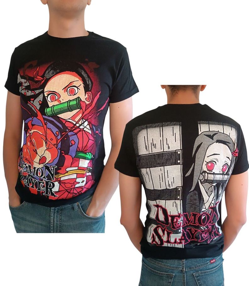 Polera Negra Anime Nezuko Kimetsu No Yaiba Demonslayer-0