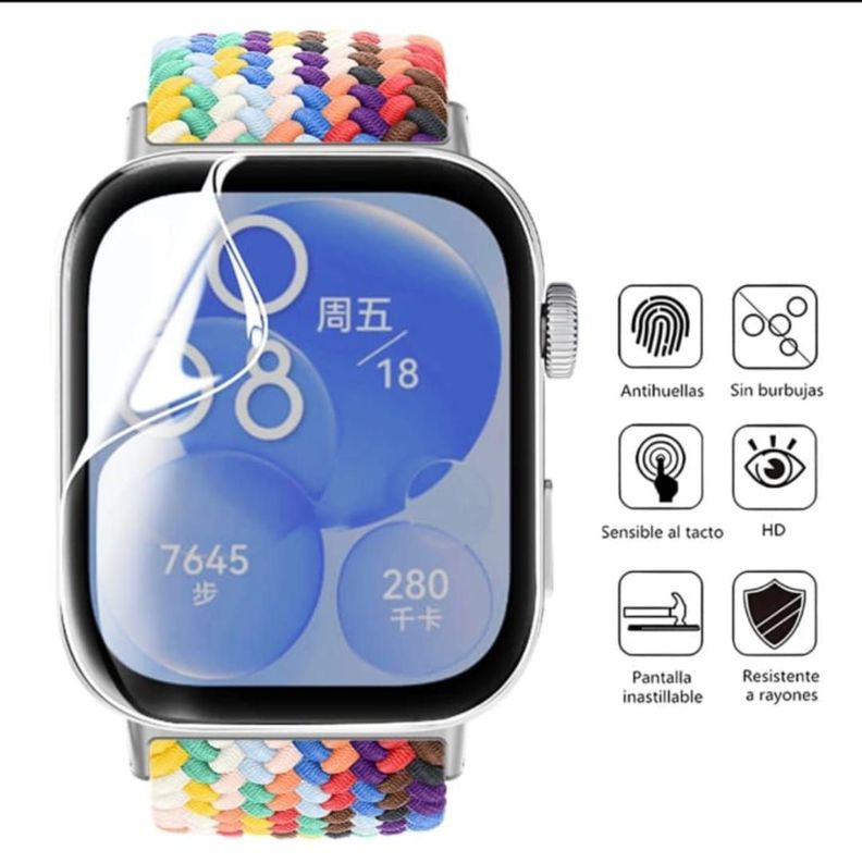 Pack 3 Láminas Protectoras Hidrogel Smartwatch Huawei Fit 3-0