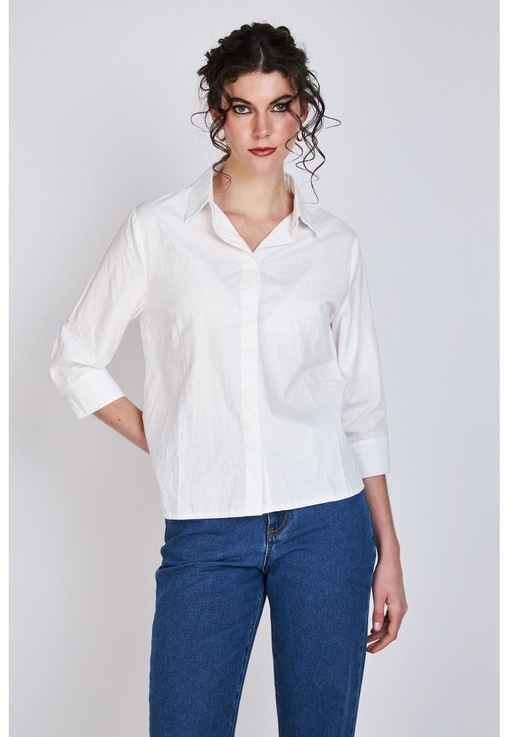 Camisa Manga Tres Cuartos Verónica  Blanco Woman by Eclipse-0