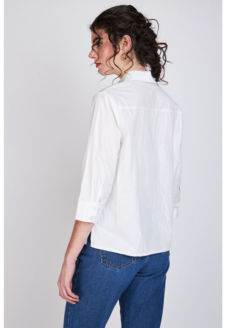 Camisa Manga Tres Cuartos Verónica  Blanco Woman by Eclipse-1