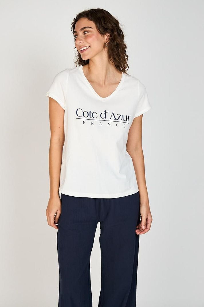 Polera Estampada Zoe Eclipse Blanco S
