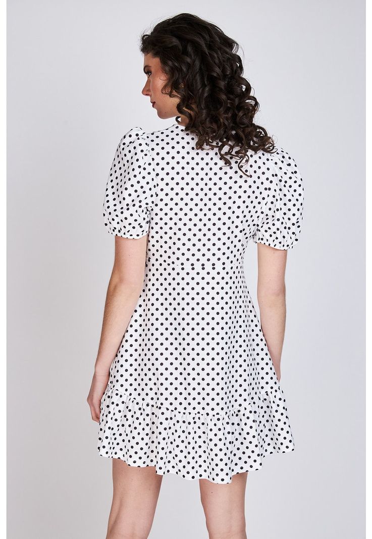 Vestido Manga Globo Claire Blanco Lunares Eclipse-1