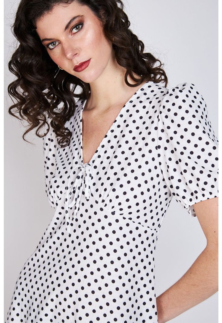 Vestido Manga Globo Claire Blanco Lunares Eclipse-2