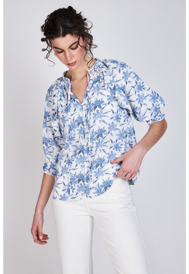 Blusa Vuelos Blanca Violeta Azul Woman by Eclipse-0