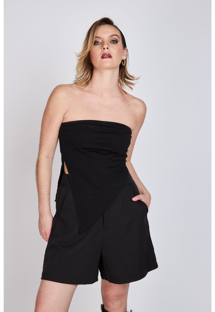 Top Strapless Asimétrico María Negro ATR by Eclipse-0