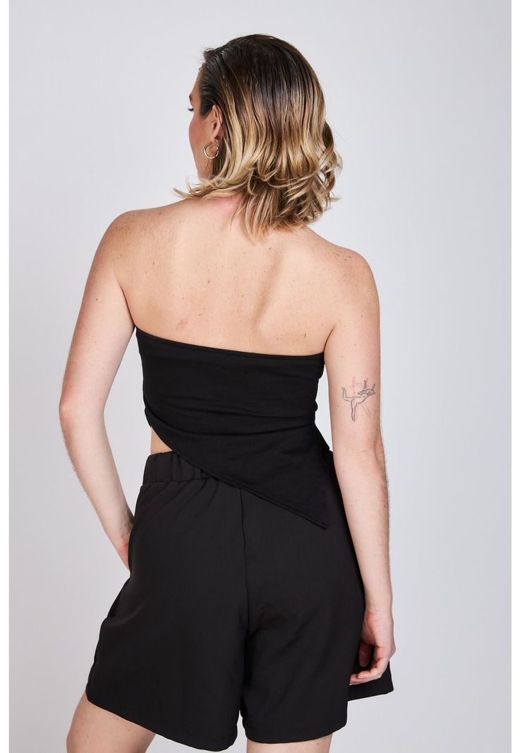 Top Strapless Asimétrico María Negro ATR by Eclipse-1