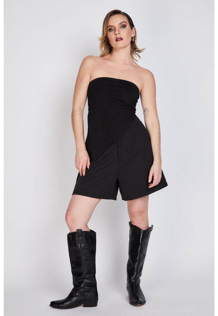Top Strapless Asimétrico María Negro ATR by Eclipse-3