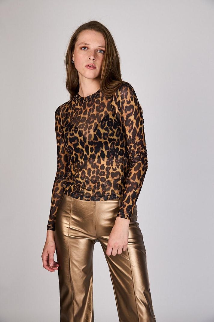Polera Tull Animal Print Ceci Café ATR by Eclipse-0