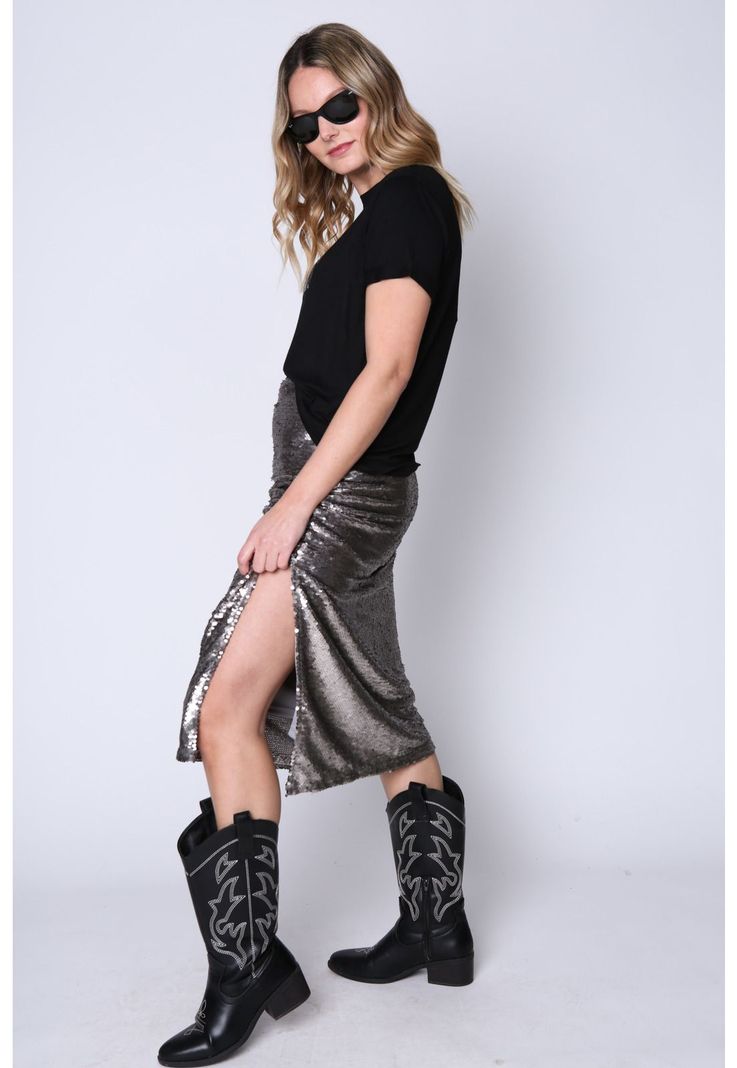 Falda Midi Mane Silver Eclipse-0