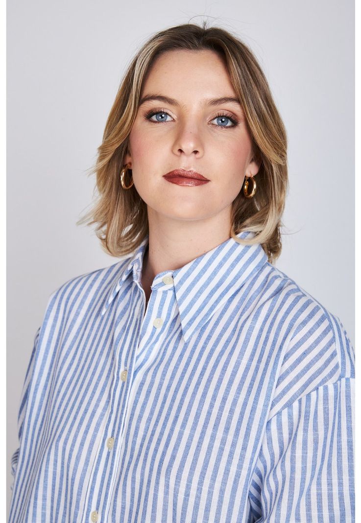 Camisa a Rayas María Celeste/Blanco Eclipse-2